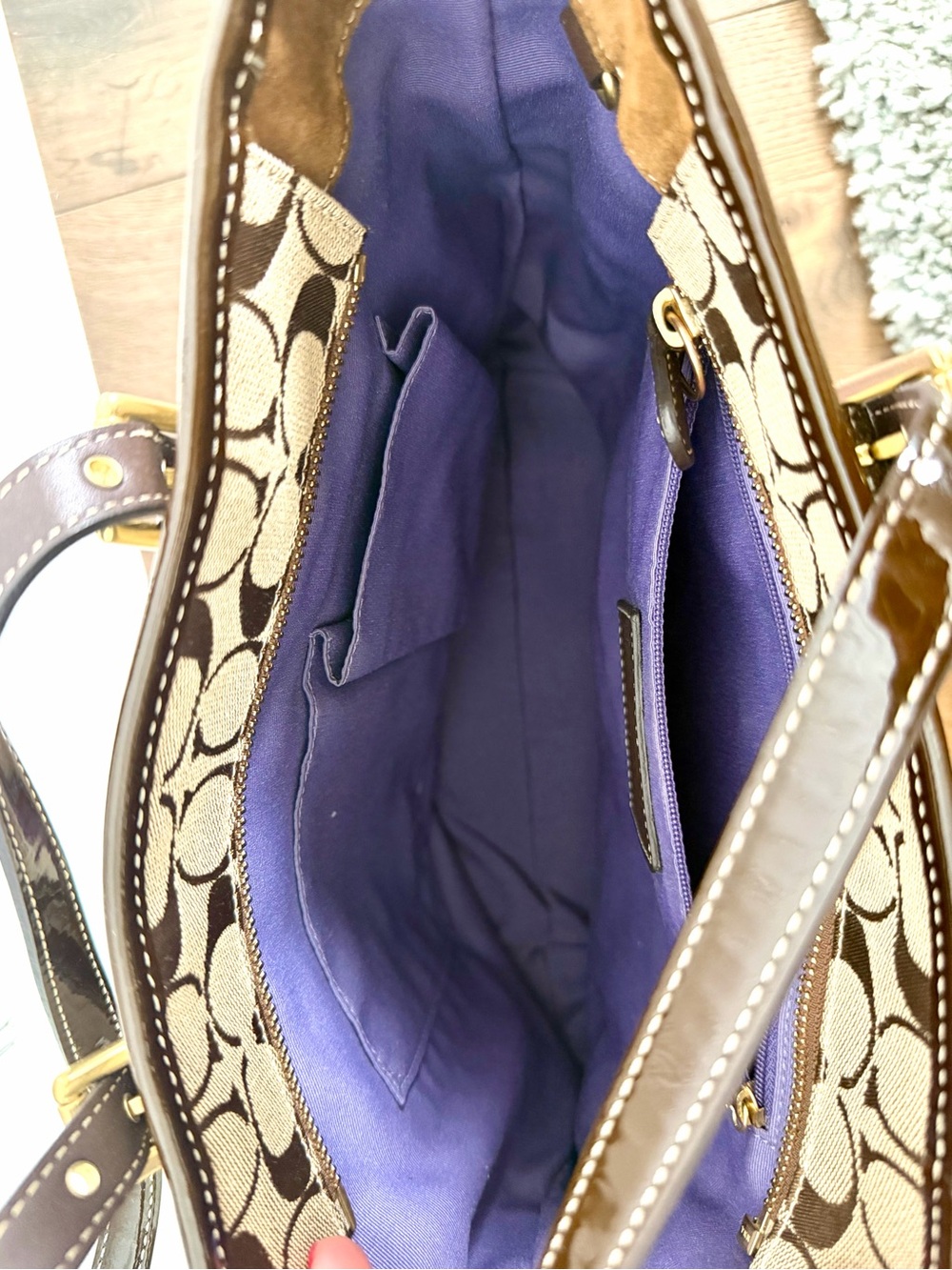 MINT COACH Y2K PURPLE HOLIDAY MULTI SIG PATCHWORK GALLERY TOTE BAG SATCHEL 9499 - Picture 6 of 7